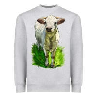 Heather Grey Charolais Heifer Heavyweight Sweatshirt - LillyAllenDesigns