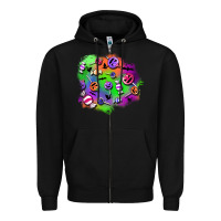 Black halloween candy patches Zipper Hoodie - BundleAndBundleShop