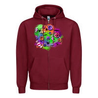 Burgundy halloween candy patches Zipper Hoodie - BundleAndBundleShop