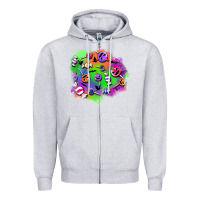Heather Grey halloween candy patches Zipper Hoodie - BundleAndBundleShop