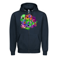 Navy halloween candy patches Zipper Hoodie - BundleAndBundleShop