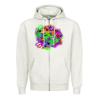 Oatmeal Heather halloween candy patches Zipper Hoodie - BundleAndBundleShop