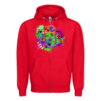Red halloween candy patches Zipper Hoodie - BundleAndBundleShop