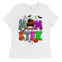 White halloween momster messy bun Ladies Tee - Zillion Design Studio