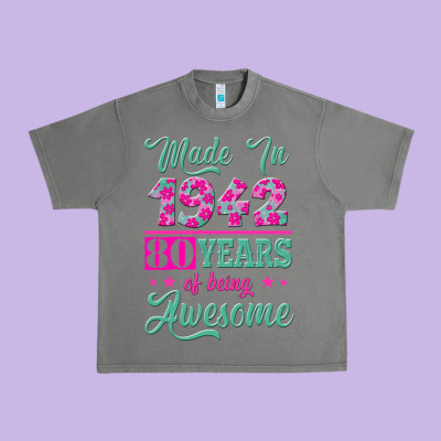 Made In 1942, 80 Years Of Being Awesome Kopya Urban Heavy Tee Designed By Jasminsmagicworld