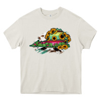 Cream Virginia State Map Heavy Core Tee - RanaPortraitStore