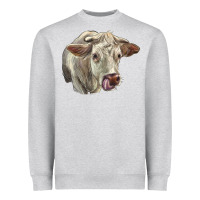 Heather Grey Charolais Cattle Face Heavyweight Sweatshirt - LillyAllenDesigns