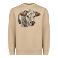 Mushroom Charolais Cattle Face Heavyweight Sweatshirt - LillyAllenDesigns