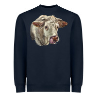 Navy Charolais Cattle Face Heavyweight Sweatshirt - LillyAllenDesigns