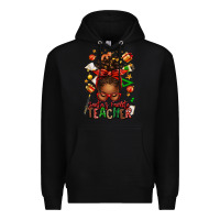 Black santa's favorite teacher afro messy bun Premium Hoodie - texasbilliewilder