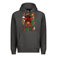 Charcoal Heather santa's favorite teacher afro messy bun Premium Hoodie - texasbilliewilder