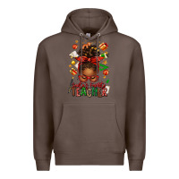 Coffee santa's favorite teacher afro messy bun Premium Hoodie - texasbilliewilder