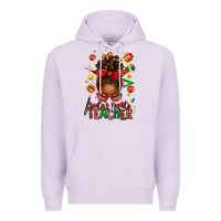 Lilac santa's favorite teacher afro messy bun Premium Hoodie - texasbilliewilder