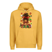 Mustard santa's favorite teacher afro messy bun Premium Hoodie - texasbilliewilder