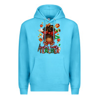 Ocean Blue santa's favorite teacher afro messy bun Premium Hoodie - texasbilliewilder