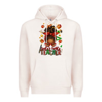 Pale Pink santa's favorite teacher afro messy bun Premium Hoodie - texasbilliewilder