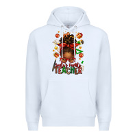 White santa's favorite teacher afro messy bun Premium Hoodie - texasbilliewilder