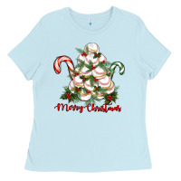Baby Blue merry christmas baseball Ladies Tee - RanaPortraitStore
