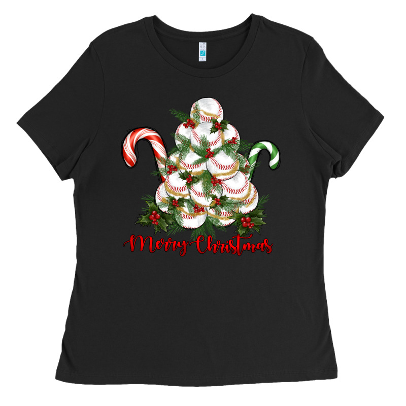 Merry Christmas Baseball Ladies Tee by RanaPortraitStore | Teevron