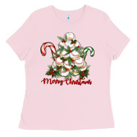 Bubblegum Pink merry christmas baseball Ladies Tee - RanaPortraitStore