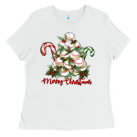 White merry christmas baseball Ladies Tee - RanaPortraitStore