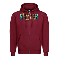 Burgundy senior 2023 Zipper Hoodie - BundleAndBundleShop