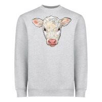 Heather Grey charolais calf face Heavyweight Sweatshirt - LillyAllenDesigns