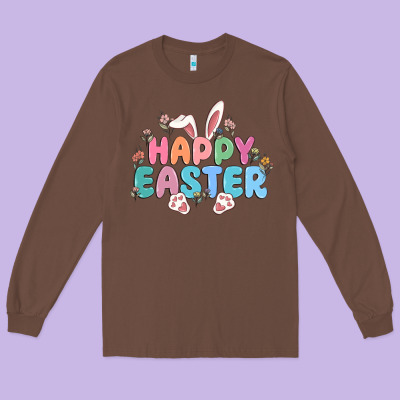 Happy Easter Long Sleeve Tee Designed By Maliassmallbusiness