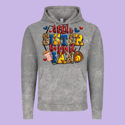 Little Sister Biggest Fan Softball Vintage Hoodie Designed By Jasminsmagicworld