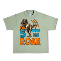 Oil Green i'm five hear me roar dinosaur birthday Urban Heavy Tee - LillyAllenDesigns