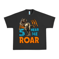 Pigment Black i'm five hear me roar dinosaur birthday Urban Heavy Tee - LillyAllenDesigns