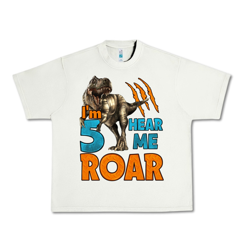 I'm Five Hear Me Roar Dinosaur Birthday Urban Heavy Tee by LillyAllenDesigns | Teevron