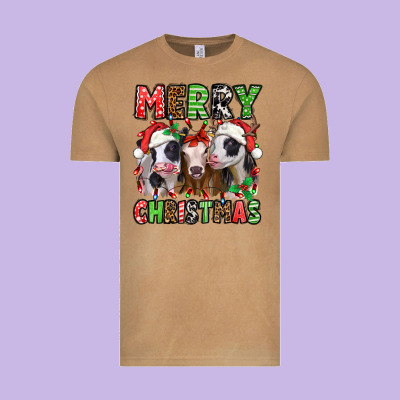 Merry Christmas Heifers Vintage Tee Designed By Jasminsmagicworld
