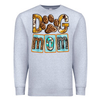 Heather Grey Dog Mom with Paw Premium Sweatshirt - texasbilliewilder