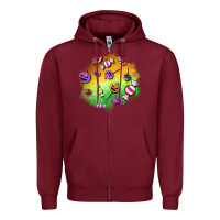 Burgundy halloween candy patches Zipper Hoodie - BundleAndBundleShop