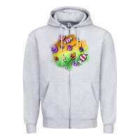 Heather Grey halloween candy patches Zipper Hoodie - BundleAndBundleShop