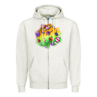 Oatmeal Heather halloween candy patches Zipper Hoodie - BundleAndBundleShop