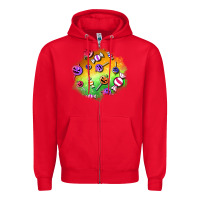 Red halloween candy patches Zipper Hoodie - BundleAndBundleShop
