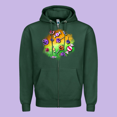 Halloween Candy Patches Zipper Hoodie Designed By Bundleandbundleshop