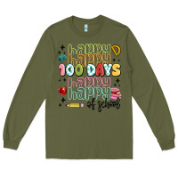 Army Green 100 days of school Long Sleeve Tee - MaliasSmallBusiness