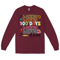 Burgundy 100 days of school Long Sleeve Tee - MaliasSmallBusiness