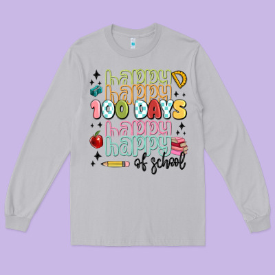 100 Days Of School Long Sleeve Tee Designed By Maliassmallbusiness
