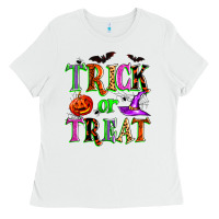 White trick or treat Ladies Tee - Zillion Design Studio