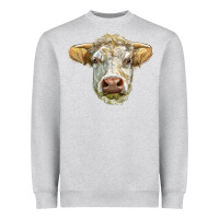 Heather Grey Charolais bull face Heavyweight Sweatshirt - LillyAllenDesigns