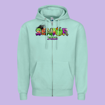 Senior 2023 Halloween Zipper Hoodie Designed By Bundleandbundleshop