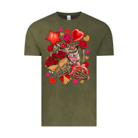 Vintage Olive valentines day skeleton Vintage Tee - NancyCooperArtShop