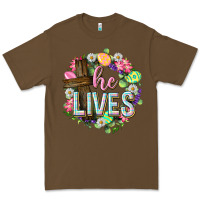 Cacao He lives Easter with flowers Premium Tee - Neo Western