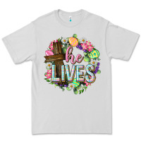 Dove Grey He lives Easter with flowers Premium Tee - Neo Western