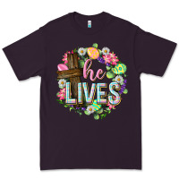 Plum He lives Easter with flowers Premium Tee - Neo Western