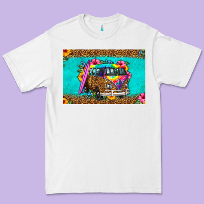 Hippie Van Floral Skinny Metal Can Holder Premium Tee Designed By Hra Design Shop